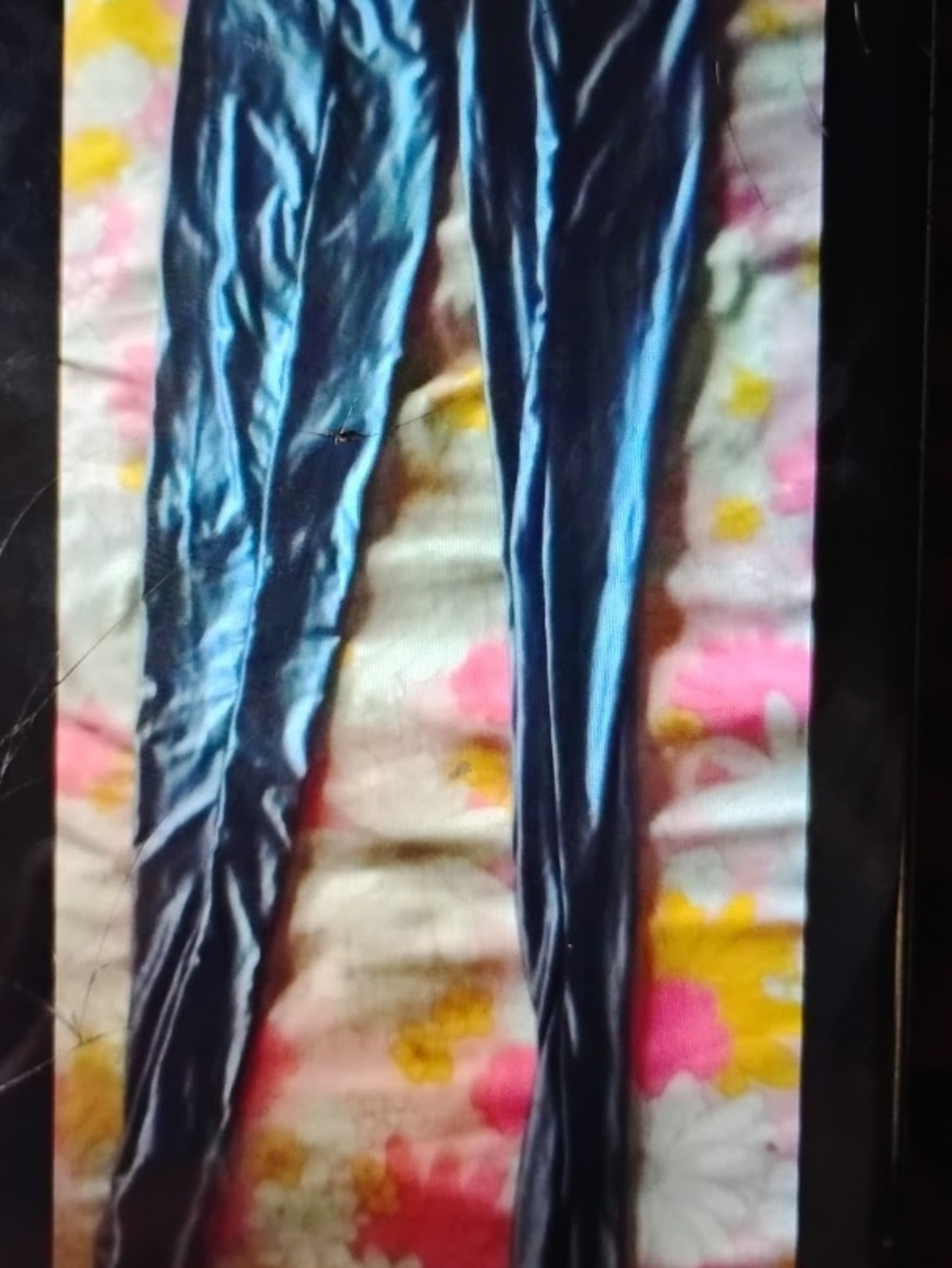 Shiny Black Womens Grey Silky Leggings